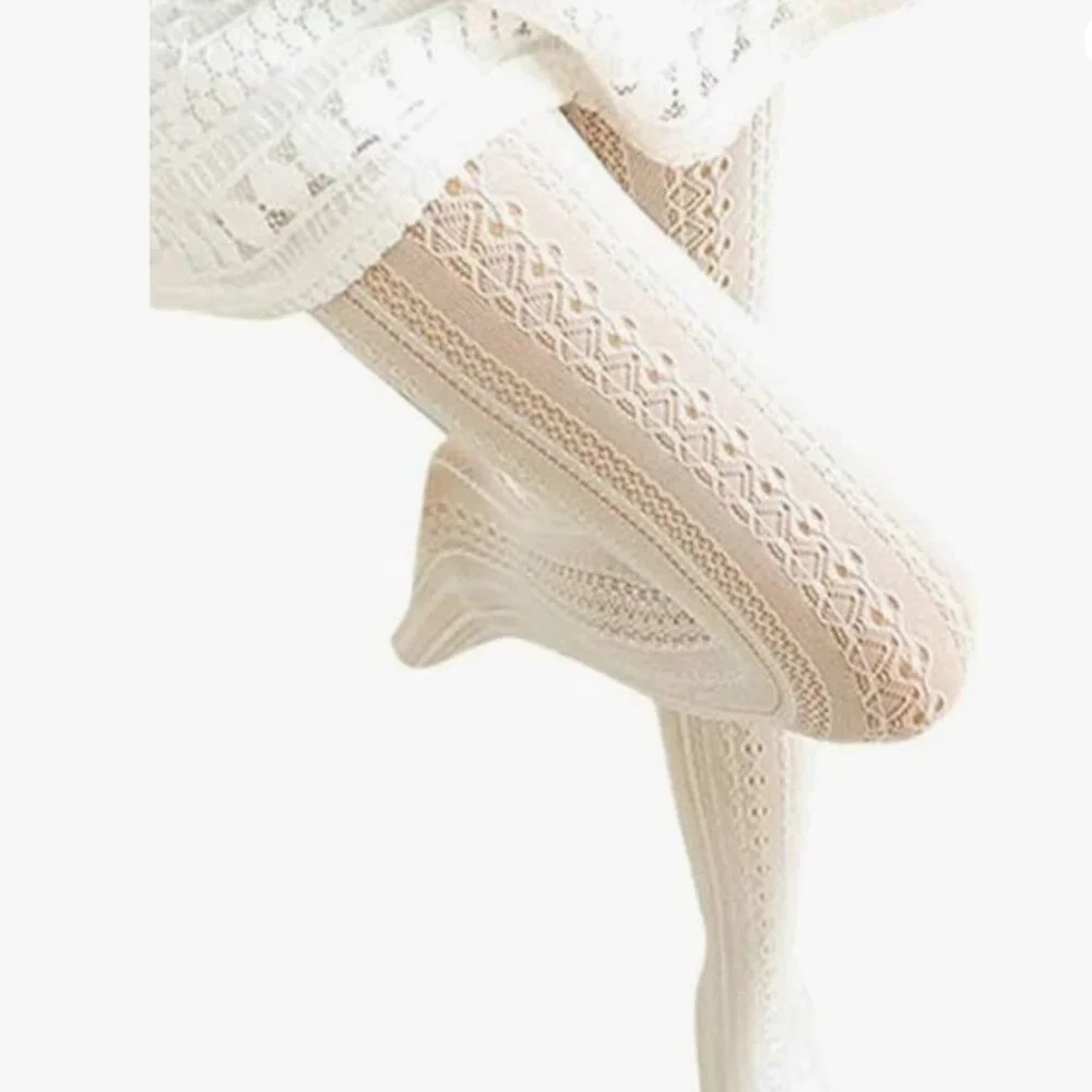 Women Fishnet Hollow Out Knitted Patterned Tights